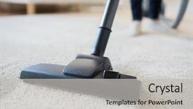  Presentation with home - Presentation theme enhanced with woman legs with vacuum cleaner background and a light gray colored foreground
