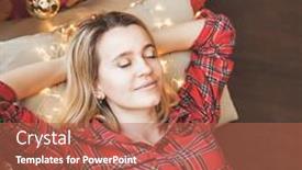  Presentation with dreams - Colorful PPT theme enhanced with woman-lies-and-dreams-under backdrop and a red colored foreground