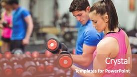 Presentation with weight lifting - Theme with woman lifting dumbbells with her background and a coral colored foreground