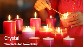  Presentation with candles - Slide deck featuring woman lights candles on bright background and a crimson colored foreground