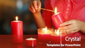  Presentation with light golden lights - Amazing slide set having woman lights candles on bright backdrop and a crimson colored foreground