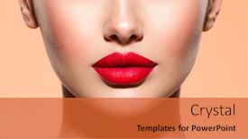  Presentation with lipstick - Audience pleasing presentation design consisting of woman-lips-with-a-red backdrop and a red colored foreground