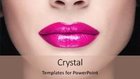  Presentation with close up shot - PPT layouts having woman lips with glossy fuchsia background and a coral colored foreground