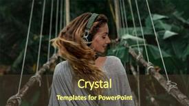  Presentation with forest bridge - Presentation having woman listen to the music background and a tawny brown colored foreground