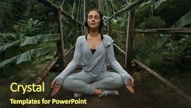  Presentation with forest bridge - PPT layouts having woman listen to the music background and a wine colored foreground
