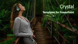 Presentation with forest bridge - PPT theme with woman listen to the music background and a tawny brown colored foreground