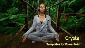  Presentation with forest bridge - Beautiful PPT layouts featuring woman listen to the music backdrop and a wine colored foreground