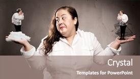  Presentation with listening woman - Beautiful PPT theme featuring woman listening good and bad backdrop and a gray colored foreground