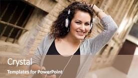  Presentation with arabic music - PPT layouts enhanced with woman listening music background and a coral colored foreground