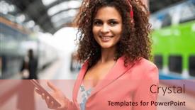  Presentation with music and athletic training - Presentation design having woman-listening-to-music background and a coral colored foreground