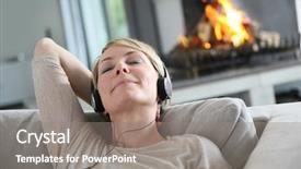  Presentation with old music - Audience pleasing slide set consisting of woman listening to music backdrop and a gray colored foreground