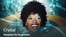  Presentation with online streaming - Slides consisting of commerce stream - beautiful african american young woman background and a ocean colored foreground