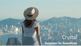  Presentation with look - Slide deck consisting of woman-look-at-the-beautiful background and a seafoam green colored foreground