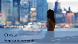  Presentation with look - Amazing presentation having woman-look-at-the-city backdrop and a teal colored foreground