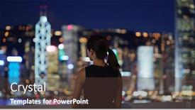  Presentation with look - Beautiful PPT layouts featuring woman-look-at-the-city backdrop and a tawny brown colored foreground