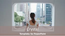  Presentation with pedestrian - Slide deck having woman-look-at-the-city background and a gray colored foreground