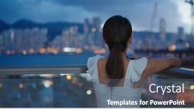  Presentation with city night - Audience pleasing PPT layouts consisting of woman-look-at-the-city backdrop and a ocean colored foreground