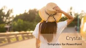  Presentation with taiwan - Presentation theme with woman-look-at-the-city background and a coral colored foreground