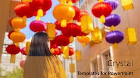  Presentation with look - Slides with woman-look-at-the-paper background and a  colored foreground