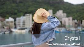  Presentation with taiwan - PPT layouts enhanced with woman-look-at-the-pier background and a seafoam green colored foreground