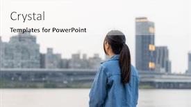  Presentation with taipei - Slide set featuring woman-look-at-the-river background and a  colored foreground