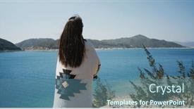  Presentation with scenery - Presentation having woman-look-at-the-scenery background and a ocean colored foreground
