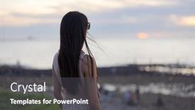  Presentation with bali - Presentation enhanced with woman-look-at-the-sea background and a dark gray colored foreground
