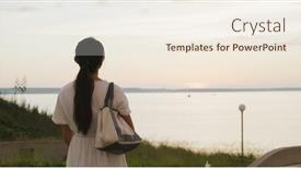  Presentation with look - PPT layouts having woman-look-at-the-sea and a sky blue colored foreground