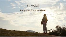  Presentation with flare - Audience pleasing theme consisting of woman-look-at-the-sky backdrop and a sky blue colored foreground