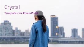  Presentation with taipei - Theme featuring woman-look-at-the-view background and a sky blue colored foreground