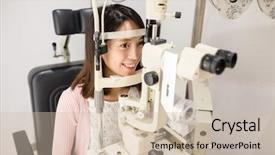  Presentation with look forward - Slides enhanced with woman look in ophthalmoscope background and a soft green colored foreground