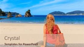  Presentation with atlantic - Presentation theme consisting of woman-looking-at-atlantic-ocean background and a lemonade colored foreground