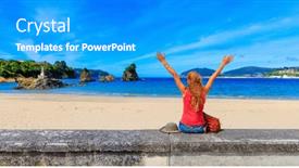  Presentation with atlantic - Slide deck featuring woman-looking-at-atlantic-ocean background and a teal colored foreground