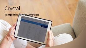  Presentation with banking app - Slide set enhanced with woman looking at banking app background and a lemonade colored foreground