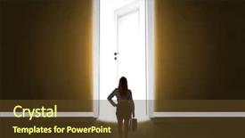  Presentation with business woman standing on maze - Beautiful PPT theme featuring woman looking at big bright backdrop and a tawny brown colored foreground