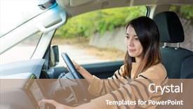  Presentation with gps - Cool new theme with woman looking at gps backdrop and a coral colored foreground