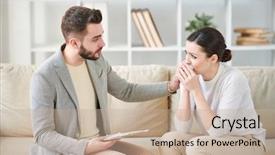  Presentation with sadness woman cry - Colorful presentation design enhanced with woman looking at her counselor backdrop and a mint green colored foreground