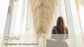  Presentation with woman - Cool new theme with woman-looking-at-interior backdrop and a lemonade colored foreground