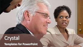  Presentation with black men - PPT theme featuring woman looking at men whispering background and a violet colored foreground