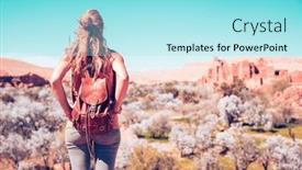  Presentation with moroccan - PPT layouts consisting of woman-looking-at-panoramic-view background and a arctic colored foreground