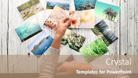  Presentation with nostalgia - Slide set featuring woman-looking-at-photos-remember background and a coral colored foreground