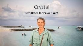  Presentation with freedom - Presentation design consisting of woman-looking-at-pink-sunset background and a light gray colored foreground