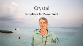  Presentation with freedom - Slide set enhanced with woman-looking-at-pink-sunset background and a sky blue colored foreground