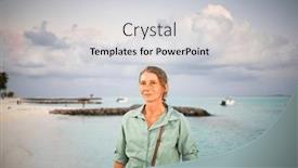  Presentation with freedom - PPT theme enhanced with woman-looking-at-pink-sunset background and a light gray colored foreground