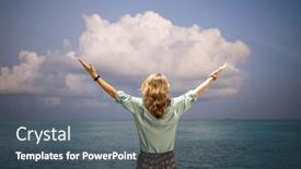  Presentation with freedom - Presentation theme featuring woman-looking-at-pink-sunset background and a gray colored foreground