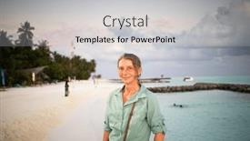  Presentation with freedom - Slide set with woman-looking-at-pink-sunset background and a light gray colored foreground