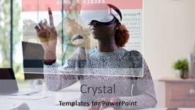  Presentation with real estate - Presentation consisting of woman-looking-at-property background and a  colored foreground