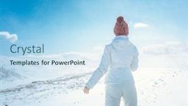  Presentation with first - Colorful slide set enhanced with woman-looking-at-the-first backdrop and a sky blue colored foreground