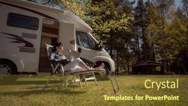  Presentation with family communication - Slides having woman-looking-at-the-laptop background and a tawny brown colored foreground