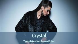  Presentation with hands down - Colorful PPT theme enhanced with woman looking down while holdinh backdrop and a  colored foreground